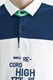 İndigo Renk Geçişli Nakış Detaylı Standart Kalıp Polo Yaka Erkek Çocuk T-Shirt - 11110