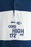 İndigo Renk Geçişli Nakış Detaylı Standart Kalıp Polo Yaka Erkek Çocuk T-Shirt - 11110