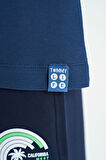 İndigo Renk Geçişli Nakış Detaylı Standart Kalıp Polo Yaka Erkek Çocuk T-Shirt - 11110