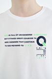 Beyaz Baskı Detaylı O Yaka Standart Kalıp Erkek Çocuk T-Shirt - 11145 | 9-10 Yaş