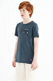 Orman Yeşili Baskı Detaylı O Yaka Standart Kalıp Erkek Çocuk T-Shirt - 11145 | 9-10 Yaş