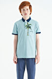 Açık Mavi Baskılı Cep Detaylı Standart Kalıp Polo Yaka Erkek Çocuk T-Shirt - 11144 | 5-6 Yaş