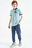 Açık Mavi Baskılı Cep Detaylı Standart Kalıp Polo Yaka Erkek Çocuk T-Shirt - 11144 | 5-6 Yaş