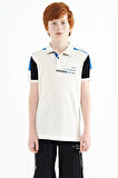 Ekru Renk Bloklu Omuz Garni Detaylı Standart Kalıp Erkek Çocuk T-Shirt - 11155 | 13-14 Yaş