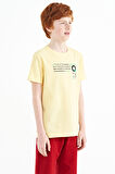Sarı Baskı Detaylı O Yaka Standart Kalıp Erkek Çocuk T-Shirt - 11145 | 3-4 Yaş