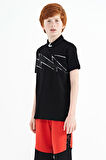 Siyah Baskı Detaylı Standart Kalıp Polo Yaka Erkek Çocuk T-Shirt - 11154 | 9-10 Yaş