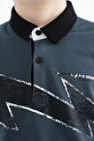 Orman Yeşili Baskı Detaylı Standart Kalıp Polo Yaka Erkek Çocuk T-Shirt - 11154 | 14-15 Yaş
