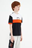 Lacivert Renk Geçişli Nakışlı Oversize Erkek Çocuk T-Shirt - 11159 | 10-11 Yaş