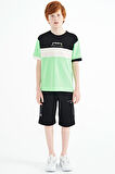 Neon Yeşil Renk Geçişli Nakışlı Oversize Erkek Çocuk T-Shirt - 11159 | 13-14 Yaş