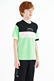 Neon Yeşil Renk Geçişli Nakışlı Oversize Erkek Çocuk T-Shirt - 11159 | 13-14 Yaş