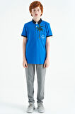 Saks Baskılı Cep Detaylı Standart Kalıp Polo Yaka Erkek Çocuk T-Shirt - 11144 | 11-12 Yaş
