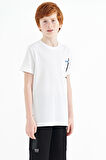 Beyaz Cep Detaylı O Yaka Standart Kalıp Erkek Çocuk T-Shirt - 11120 | 11-12 Yaş