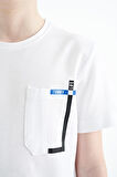 Beyaz Cep Detaylı O Yaka Standart Kalıp Erkek Çocuk T-Shirt - 11120 | 6-7 Yaş