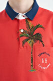 Coral Baskılı Cep Detaylı Standart Kalıp Polo Yaka Erkek Çocuk T-Shirt - 11144 | 8-9 Yaş
