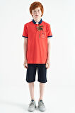 Coral Baskılı Cep Detaylı Standart Kalıp Polo Yaka Erkek Çocuk T-Shirt - 11144 | 8-9 Yaş