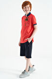 Coral Baskılı Cep Detaylı Standart Kalıp Polo Yaka Erkek Çocuk T-Shirt - 11144 | 8-9 Yaş