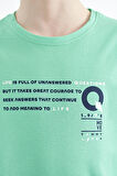 Su Yeşili Baskı Detaylı O Yaka Standart Kalıp Erkek Çocuk T-Shirt - 11145 | 3-4 Yaş