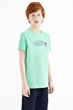 Su Yeşili Baskı Detaylı O Yaka Standart Kalıp Erkek Çocuk T-Shirt - 11145 | 3-4 Yaş