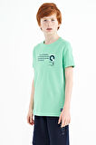 Su Yeşili Baskı Detaylı O Yaka Standart Kalıp Erkek Çocuk T-Shirt - 11145 | 3-4 Yaş