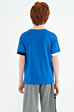 Saks Kol Ucu Renkli Detaylı Baskılı Oversize  Erkek Çocuk T-Shirt - 11137 | 9-10 Yaş