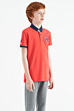 Coral Kol Ucu Renkli Logo Nakışlı Standart Kalıp Polo Yaka Erkek Çocuk T-Shirt - 11138 | 4-5 Yaş