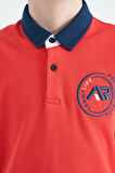 Coral Kol Ucu Renkli Logo Nakışlı Standart Kalıp Polo Yaka Erkek Çocuk T-Shirt - 11138 | 4-5 Yaş
