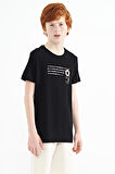 Siyah Baskı Detaylı O Yaka Standart Kalıp Erkek Çocuk T-Shirt - 11145 | 9-10 Yaş