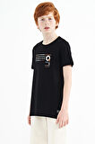 Siyah Baskı Detaylı O Yaka Standart Kalıp Erkek Çocuk T-Shirt - 11145 | 9-10 Yaş