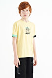 Sarı Kol Ucu Renkli Detaylı Baskılı Oversize  Erkek Çocuk T-Shirt - 11137 | 14-15 Yaş