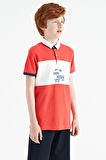 Coral Renk Geçişli Nakış Detaylı Standart Kalıp Polo Yaka Erkek Çocuk T-Shirt - 11110 | 5-6 Yaş