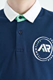 İndigo Kol Ucu Renkli Logo Nakışlı Standart Kalıp Polo Yaka Erkek Çocuk T-Shirt - 11138