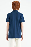 İndigo Baskı Detaylı Standart Kalıp Polo Yaka Erkek Çocuk T-Shirt - 11154