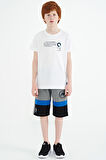 Beyaz Baskı Detaylı O Yaka Standart Kalıp Erkek Çocuk T-Shirt - 11145 | 6-7 Yaş