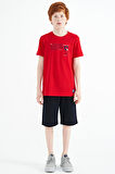 Kırmızı Baskı Detaylı O Yaka Standart Kalıp Erkek Çocuk T-Shirt - 11145 | 7-8 Yaş
