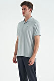 Gri Logo Baskılı Standart Kalıp Polo Yaka Aktif Spor Erkek T-Shirt - 88252 | XL