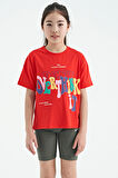 Fiesta Renki Yazı Baskılı O Yaka Oversize Kısa Kollu Kız Çocuk T-Shirt - 75112 | 7-8 Yaş