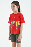 Fiesta Renki Yazı Baskılı O Yaka Oversize Kısa Kollu Kız Çocuk T-Shirt - 75112 | 7-8 Yaş