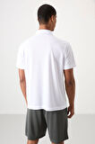 Beyaz Logo Baskılı Standart Kalıp Polo Yaka Aktif Spor Erkek T-Shirt - 88252
