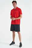 Kırmızı Logo Baskılı Standart Kalıp Polo Yaka Aktif Spor Erkek T-Shirt - 88252 | S