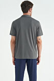 Koyu Gri Logo Baskılı Standart Kalıp Polo Yaka Aktif Spor Erkek T-Shirt - 88252 | S