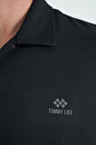 Siyah Logo Baskılı Standart Kalıp Polo Yaka Aktif Spor Erkek T-Shirt - 88252 | S