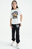 Beyaz Ayıcık Baskılı O Yaka Oversize Kısa Kol Kız Çocuk T-Shirt - 75116 | 8-9 Yaş