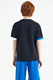 Lacivert O Yaka Oversize Cep Detaylı Erkek Çocuk T-Shirt - 11152 | 9-10 Yaş