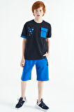 Lacivert O Yaka Oversize Cep Detaylı Erkek Çocuk T-Shirt - 11152 | 9-10 Yaş