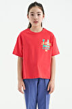 Rose Ön Arka Baskılı O Yaka Oversize Kısa Kollu Kız Çocuk T-Shirt - 75127 | 11-12 Yaş