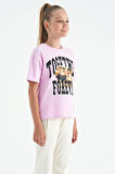 Pembe Ayıcık Baskılı O Yaka Oversize Kısa Kol Kız Çocuk T-Shirt - 75116 | 7-8 Yaş