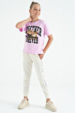 Pembe Ayıcık Baskılı O Yaka Oversize Kısa Kol Kız Çocuk T-Shirt - 75116 | 7-8 Yaş