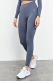 Petrol Yüksek Bel Uzun Kollu Slim Fit Crop Top Kadın Tayt Takım - 95286 | L