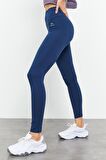 İndigo Yüksek Bel Toparlayıcı Slim Fit Dar Paça Kadın Tayt - 94011 | L
