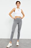 Grı Mlnj Yüksek Bel Toparlayıcı Slim Fit Dar Paça Kadın Tayt - 94011 | XL
